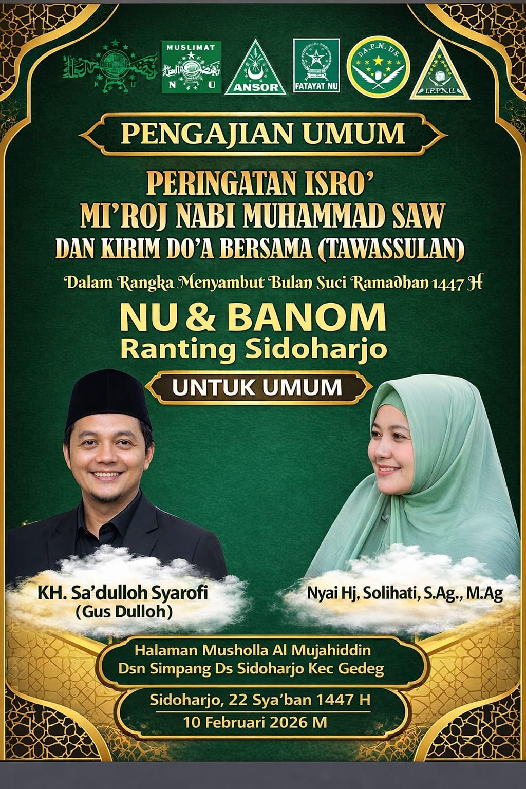 Peringatan Isro Mi'roj Nabi Muhammad SAW Desa Sidoharjo Kec. Gedeg