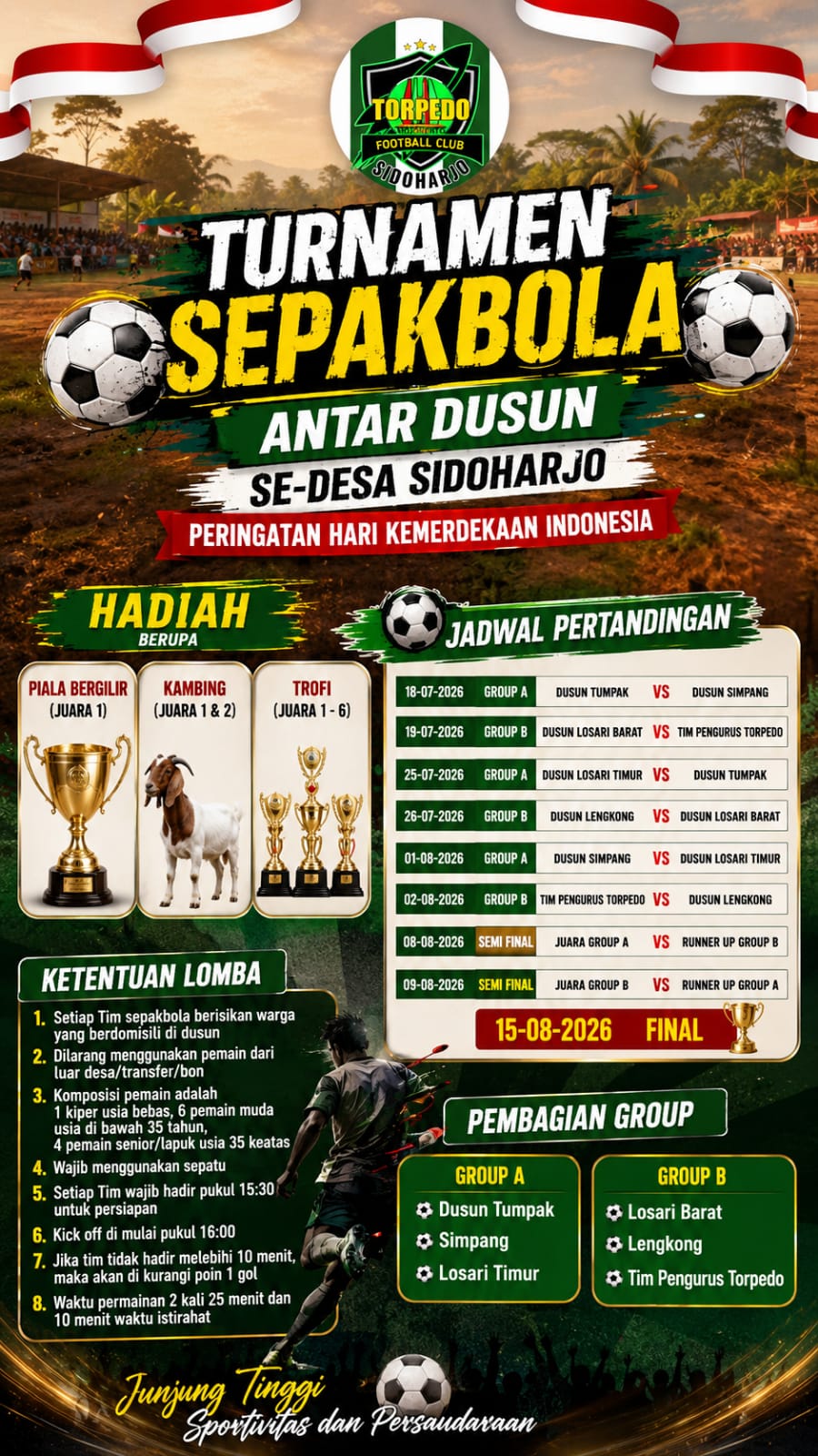 Kesenian Reog Memeriahkan Laga Final Piala Kepala Desa Sidoharjo