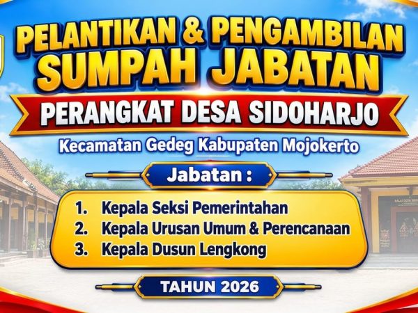 Puluhan Pasang Mata Menjadi Saksi Pelantikan Perangkat Desa Sidoharjo Kecamatan Gedeg