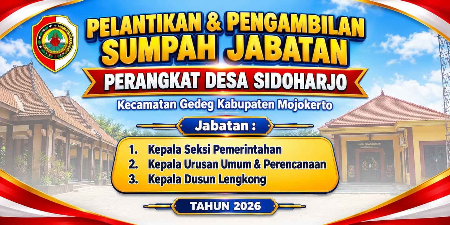 Puluhan Pasang Mata Menjadi Saksi Pelantikan Perangkat Desa Sidoharjo Kecamatan Gedeg